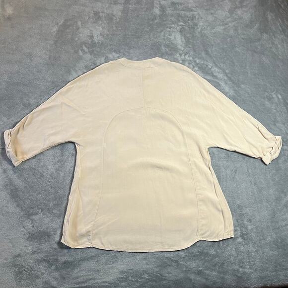 Kosmika Crewneck 3/4 Dolman Sleeve Quarter Button Up Blouse Size Small - Picture 2 of 7